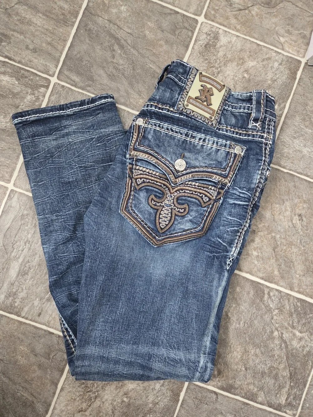 Rock Revival Jeans Slim Straight Tristan Men's Size 38x30 EUC